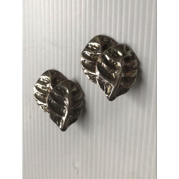 Vintage ROBERT LEE MORRIS Clip On EARRINGS brutalist leaves - Picture 2 of 5